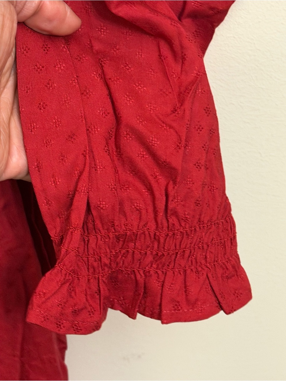 Croft & Barrow Red Long Sleeve Midi Dress Smocked Waist Women’s Large NWT - Picture 7 of 12
